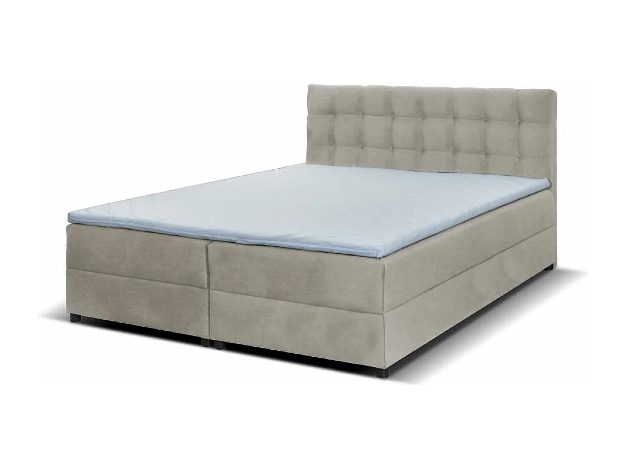 Boxspringbett MALMO mit Topper zwei Bettkästen Matratze Doppelbett 140 cm (Fresh 02- beige)