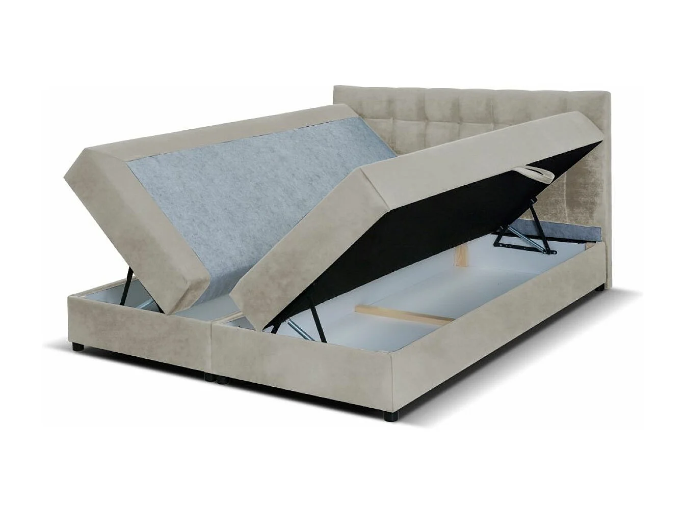 Boxspringbett MALMO mit Topper zwei Bettkästen Matratze Doppelbett 140 cm (Fresh 02- beige)