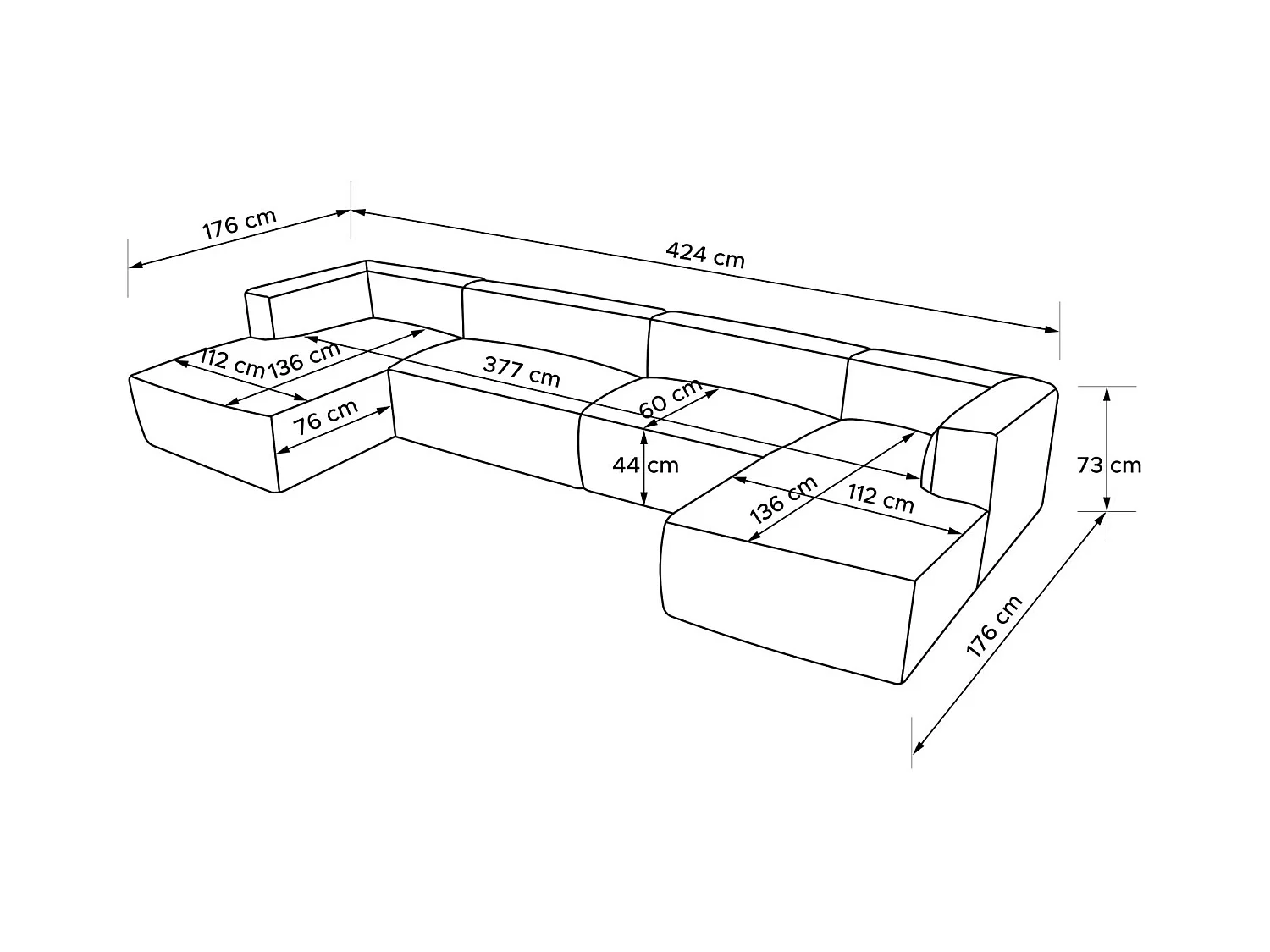 Wohnlandschaft BUFFO 9-Sitzer - Creme