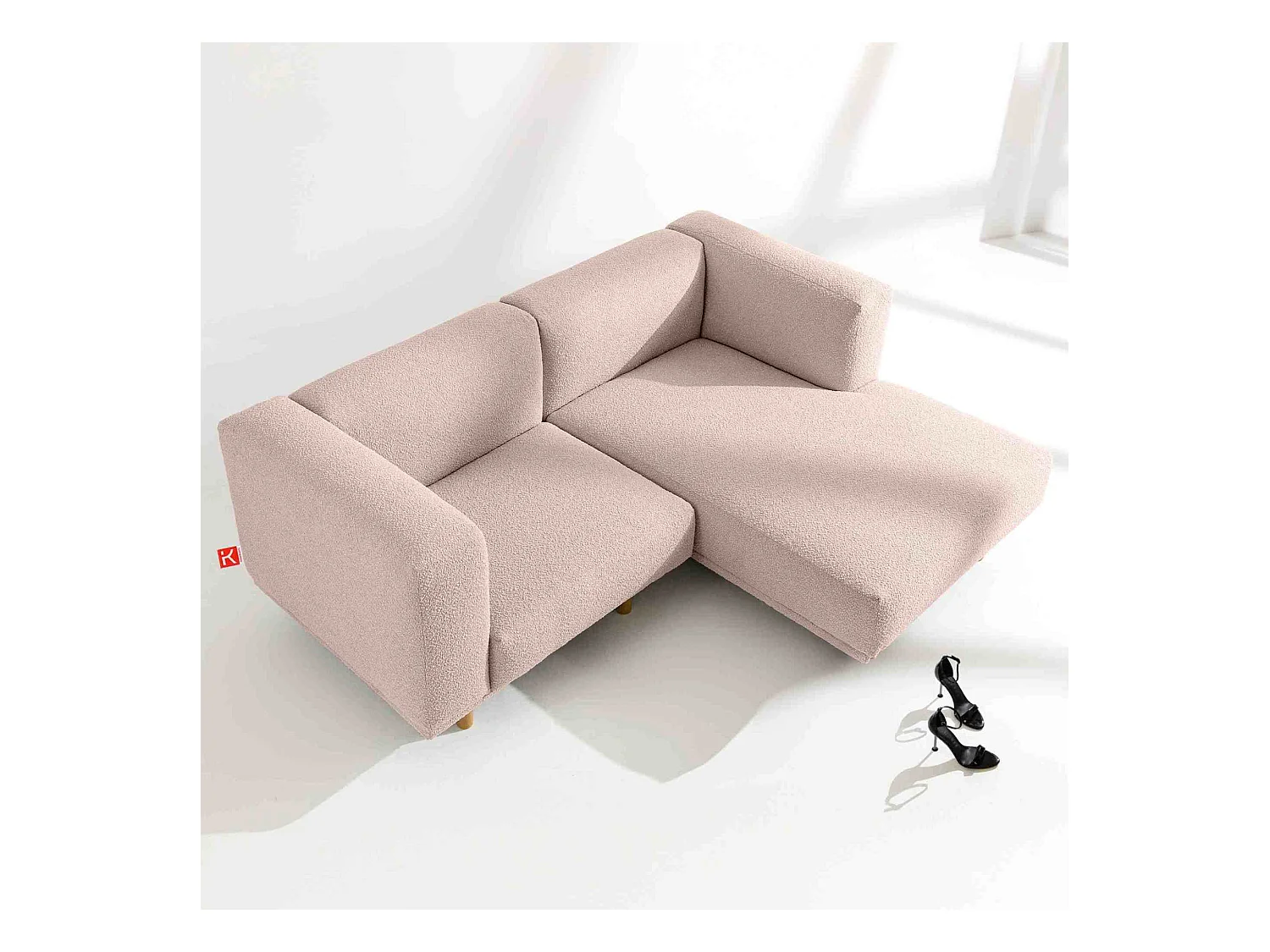 Canapé d'angle droit - FOSERO - 3 places - Rose