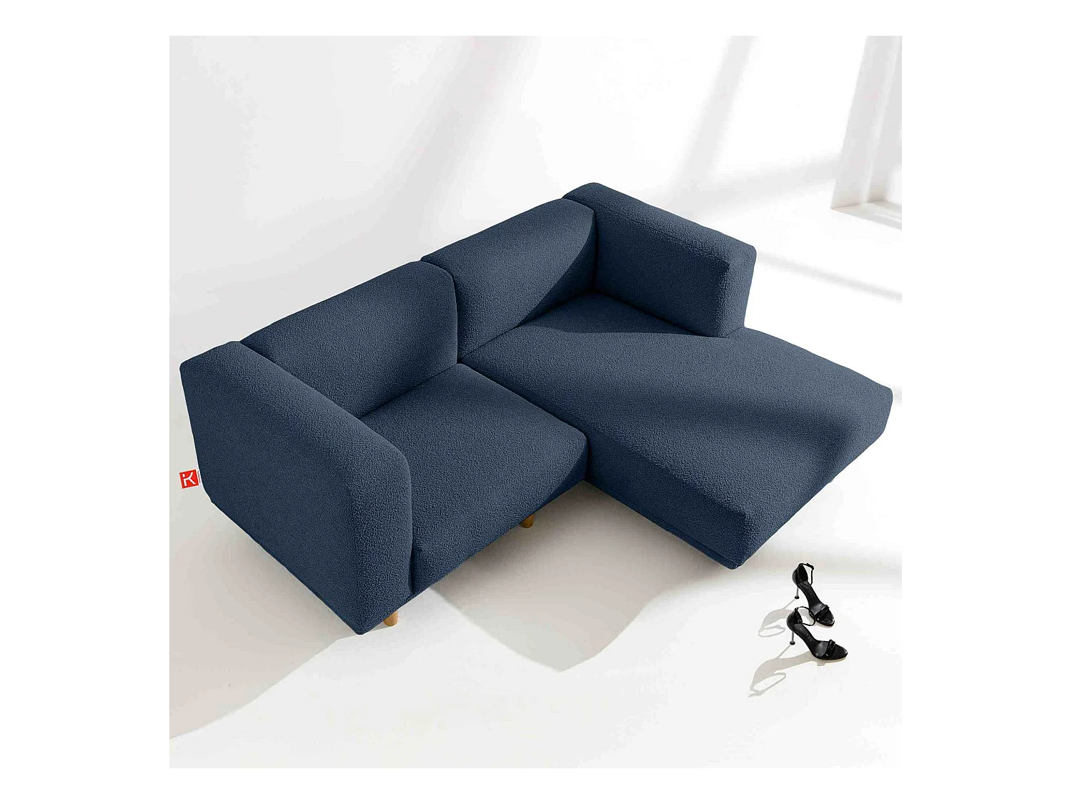 Sofa FOSERO - Ecksofa rechts - 3-Sitzer - Dunkelblau