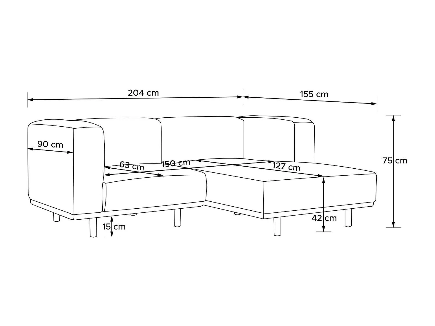 Sofa FOSERO - Ecksofa rechts - 3-Sitzer - Dunkelblau
