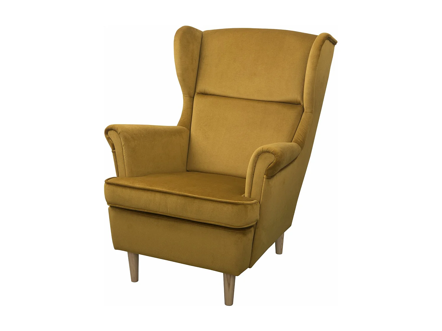 Ohrensessel Teramo mit Hocker bequemer Sessel Wohnung Relaxsessel  ( Kronos 01 - gelb)