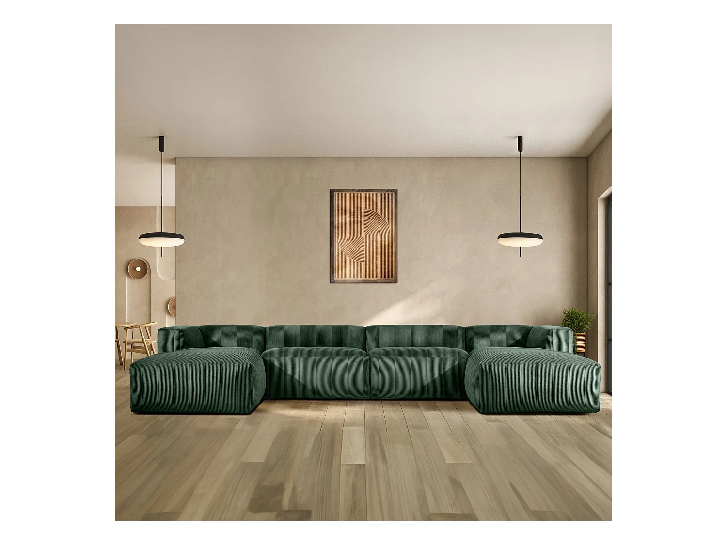 Wohnlandschaft BUFFO 9-Sitzer - Dunkelgrün