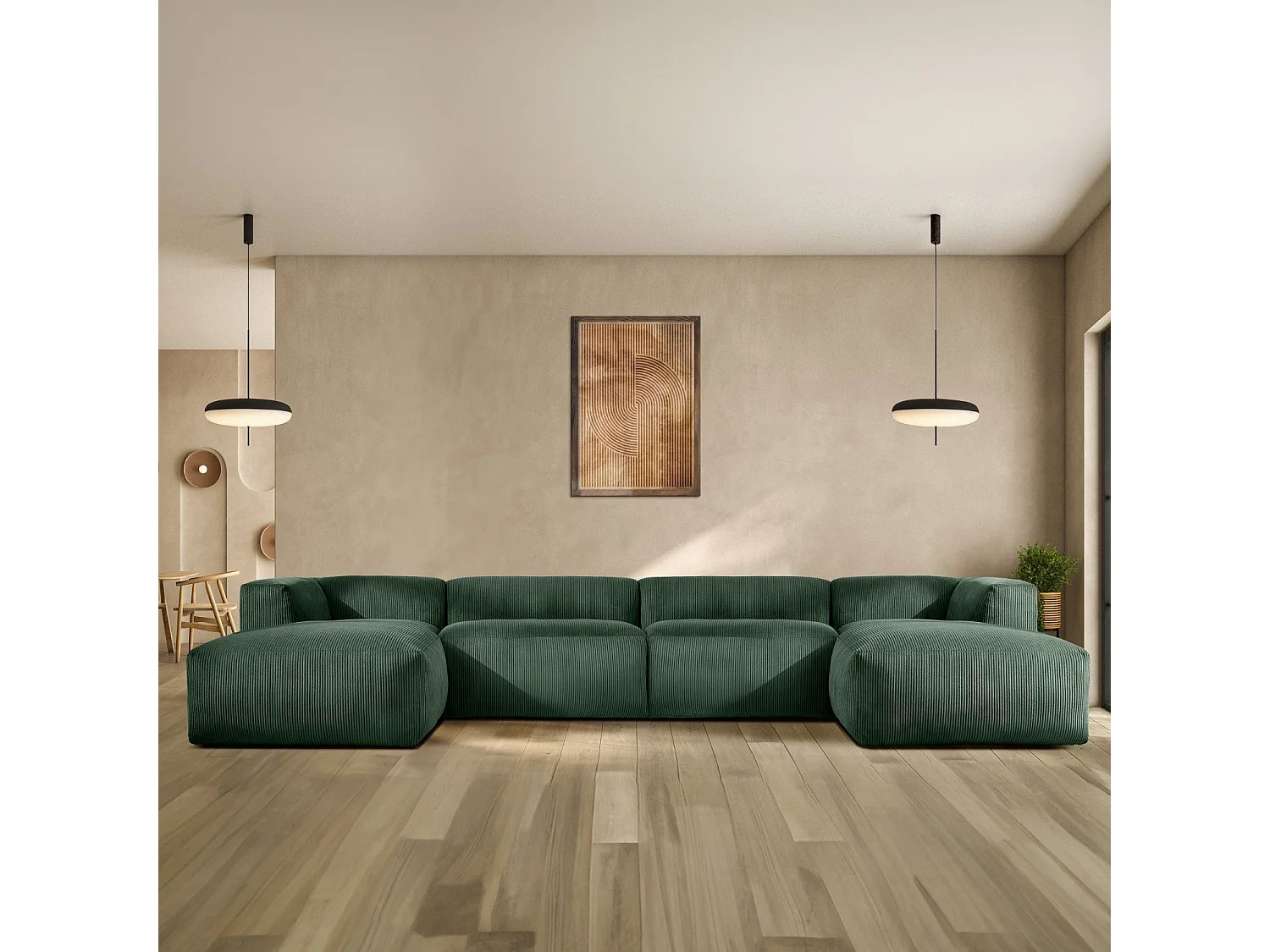 Wohnlandschaft BUFFO 9-Sitzer - Dunkelgrün