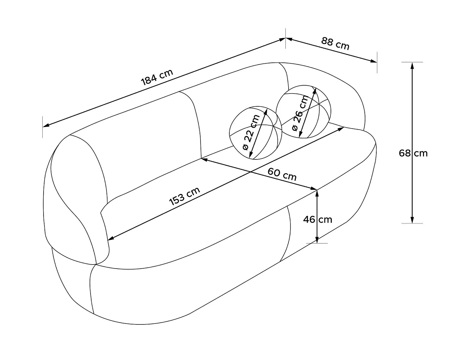 Sofa - modern - NELUM - 3-sitzer - Anthrazit