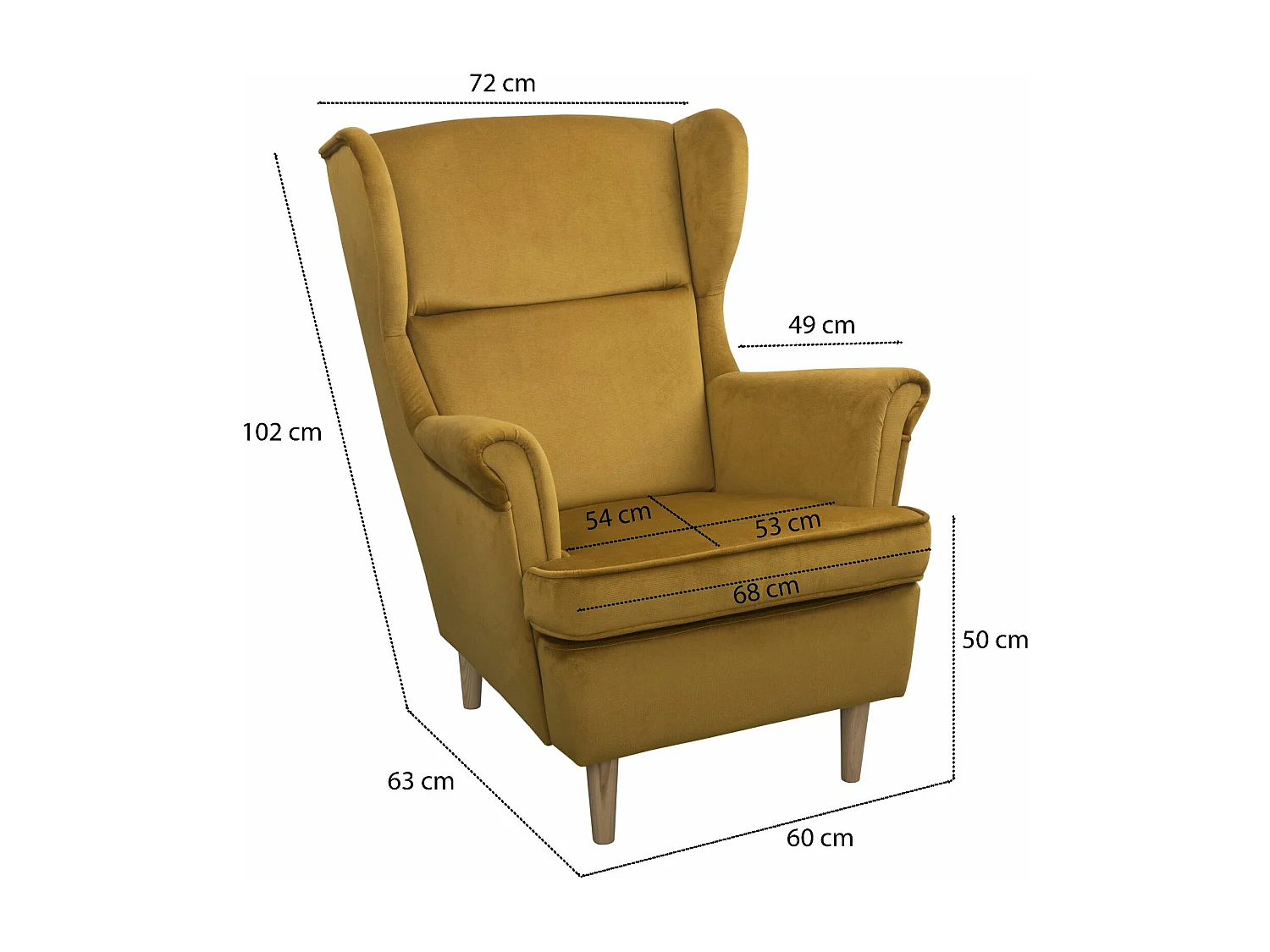 Ohrensessel Teramo III bequemer Sessel Wohnung Relaxsessel (Kronos 01 - gelb)