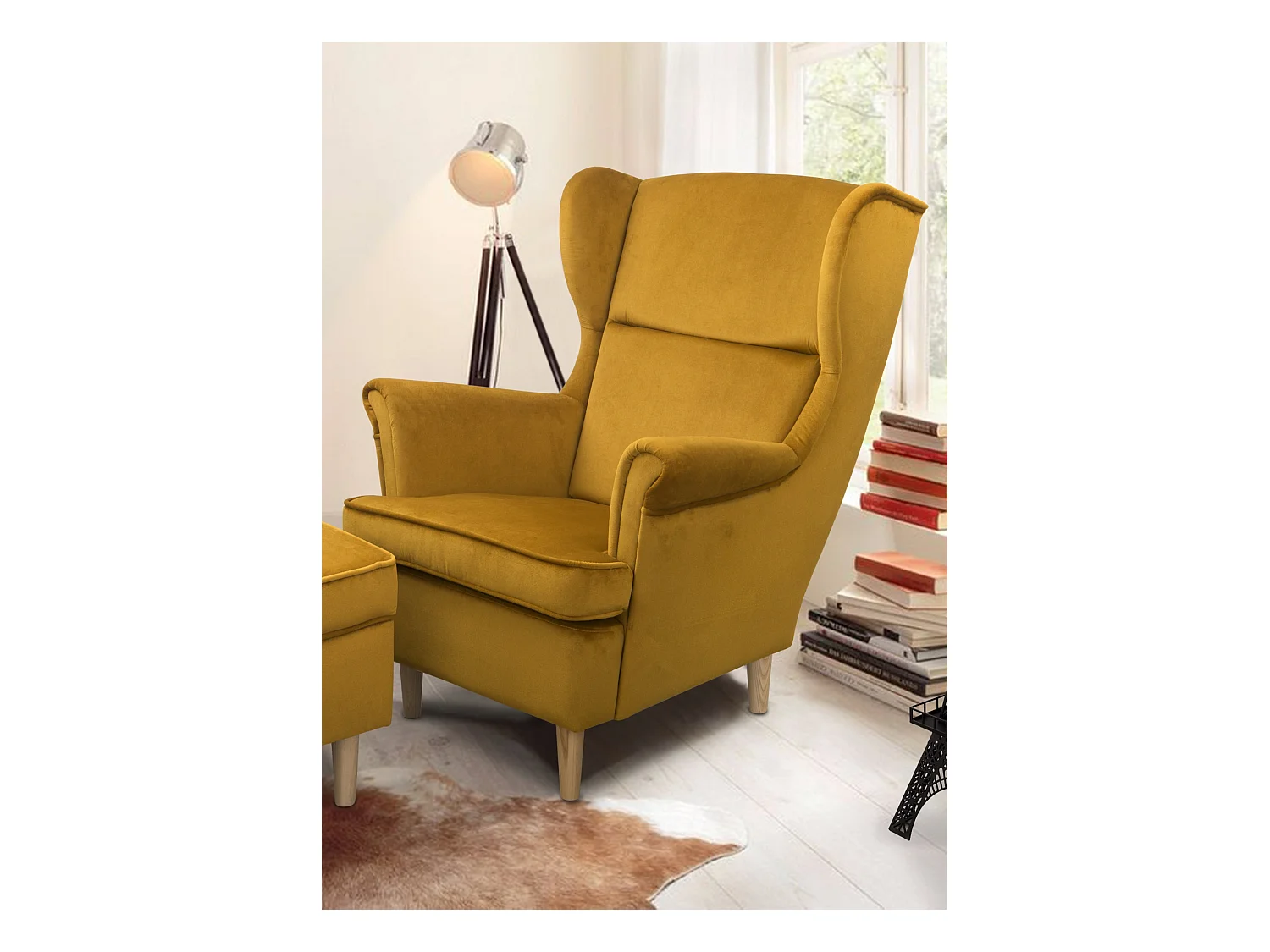 Ohrensessel Teramo III bequemer Sessel Wohnung Relaxsessel (Kronos 01 - gelb)