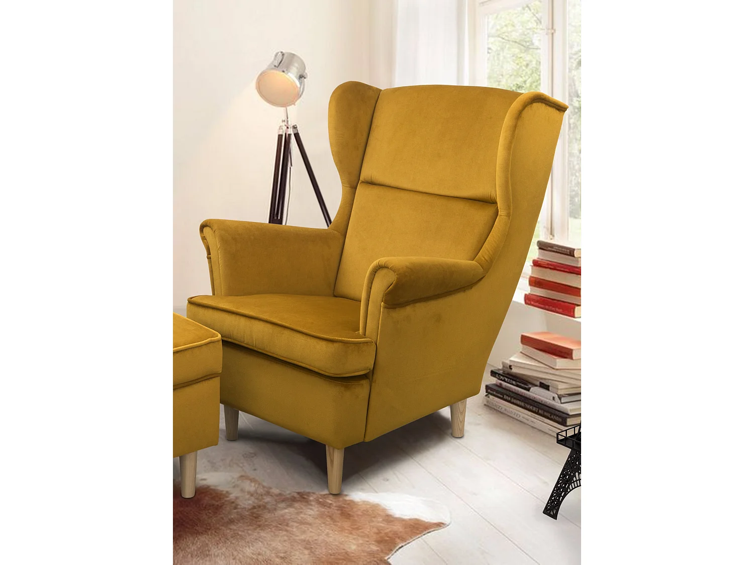 Ohrensessel Teramo III bequemer Sessel Wohnung Relaxsessel (Kronos 01 - gelb)