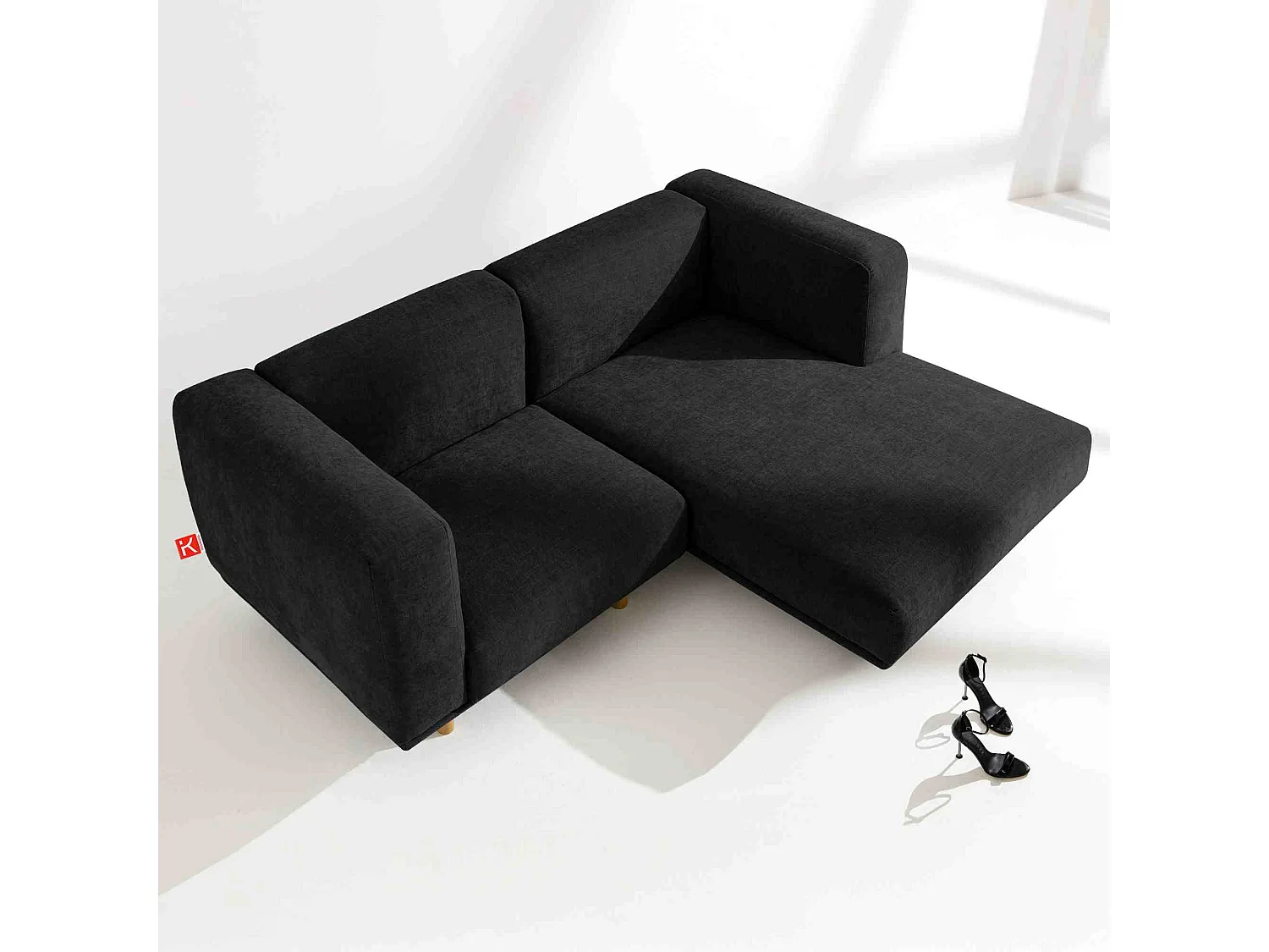 Sofa FOSERO - Ecksofa rechts - 3-Sitzer - Anthrazit