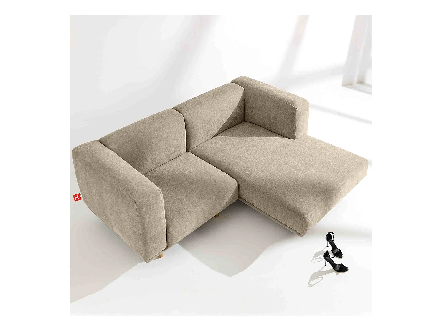 Sofa FOSERO - Ecksofa rechts - 3-Sitzer - Beige