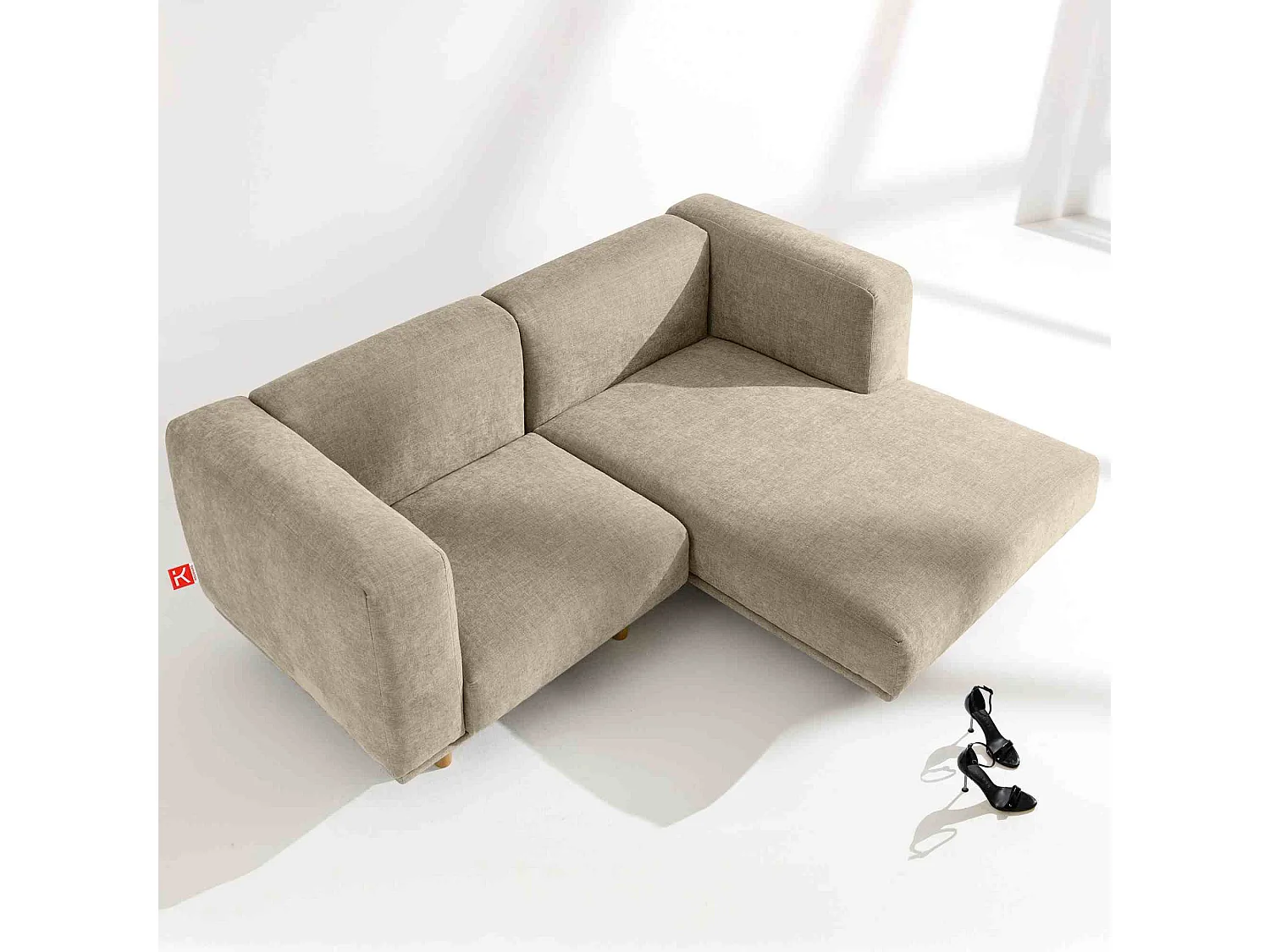 Canapé d'angle droit - FOSERO - 3 places - Beige