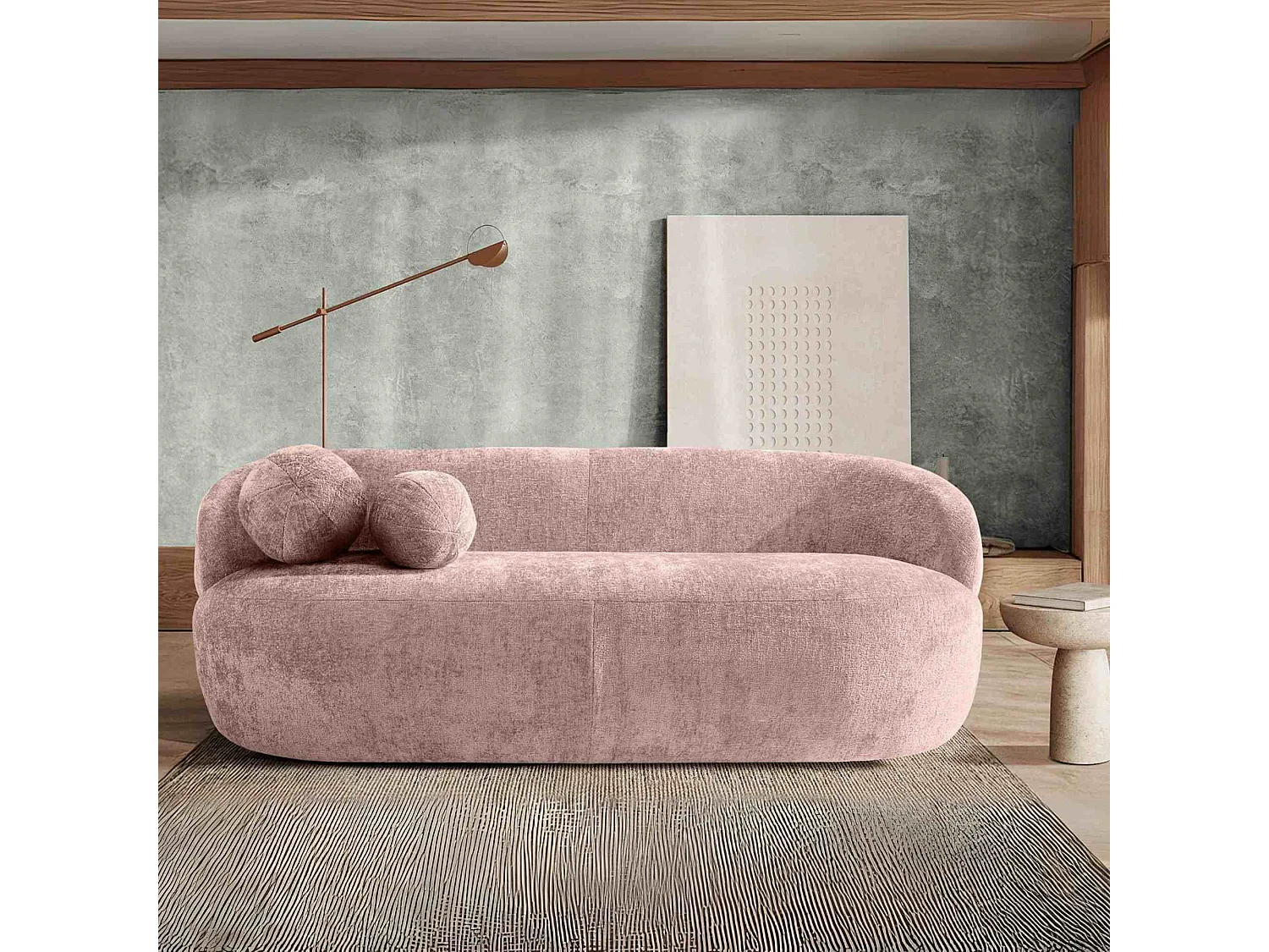 Canapé droit - 3 places NELUM - Rose