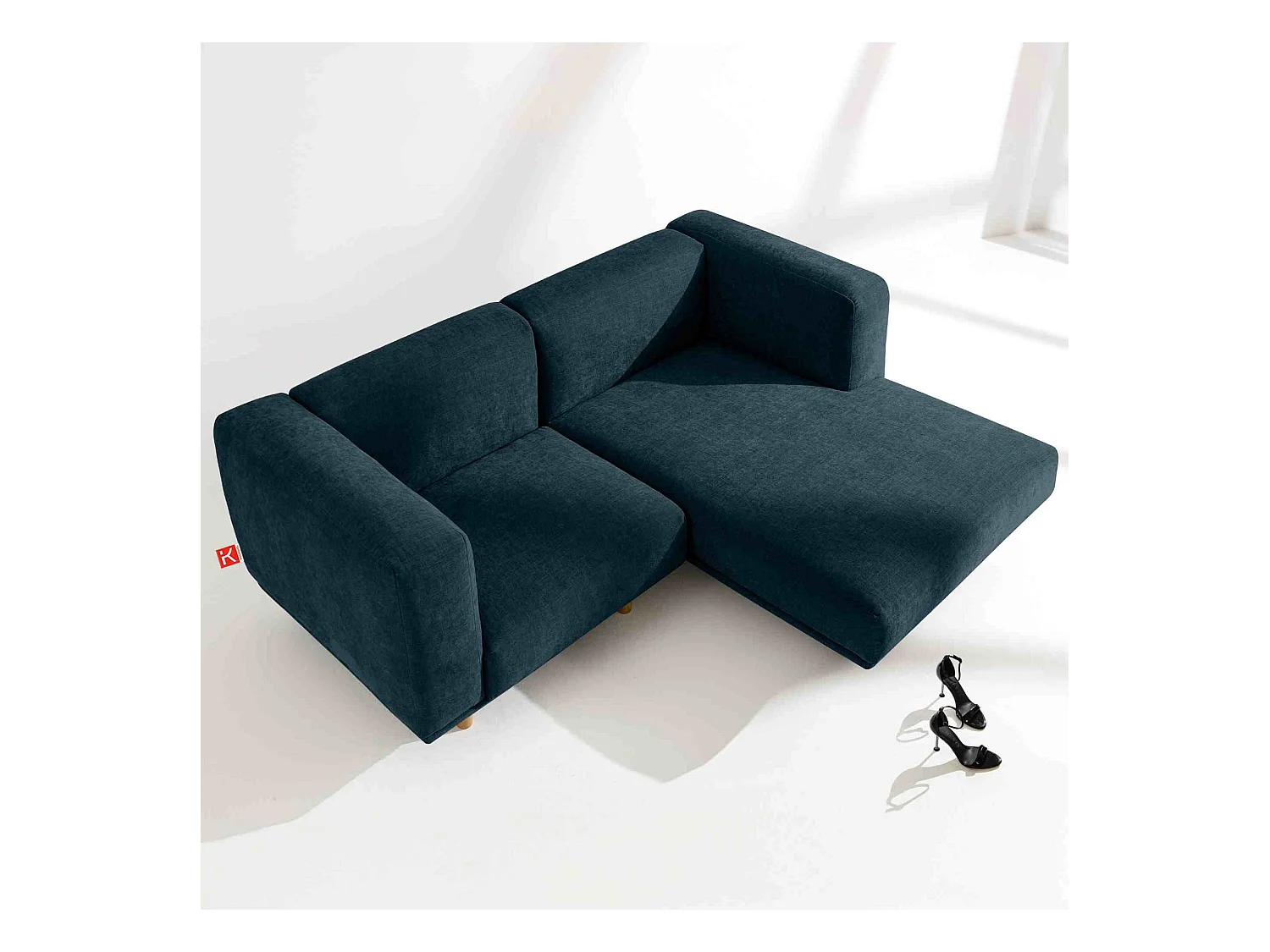 Sofa FOSERO - Ecksofa rechts - 3-Sitzer - Blaugrün