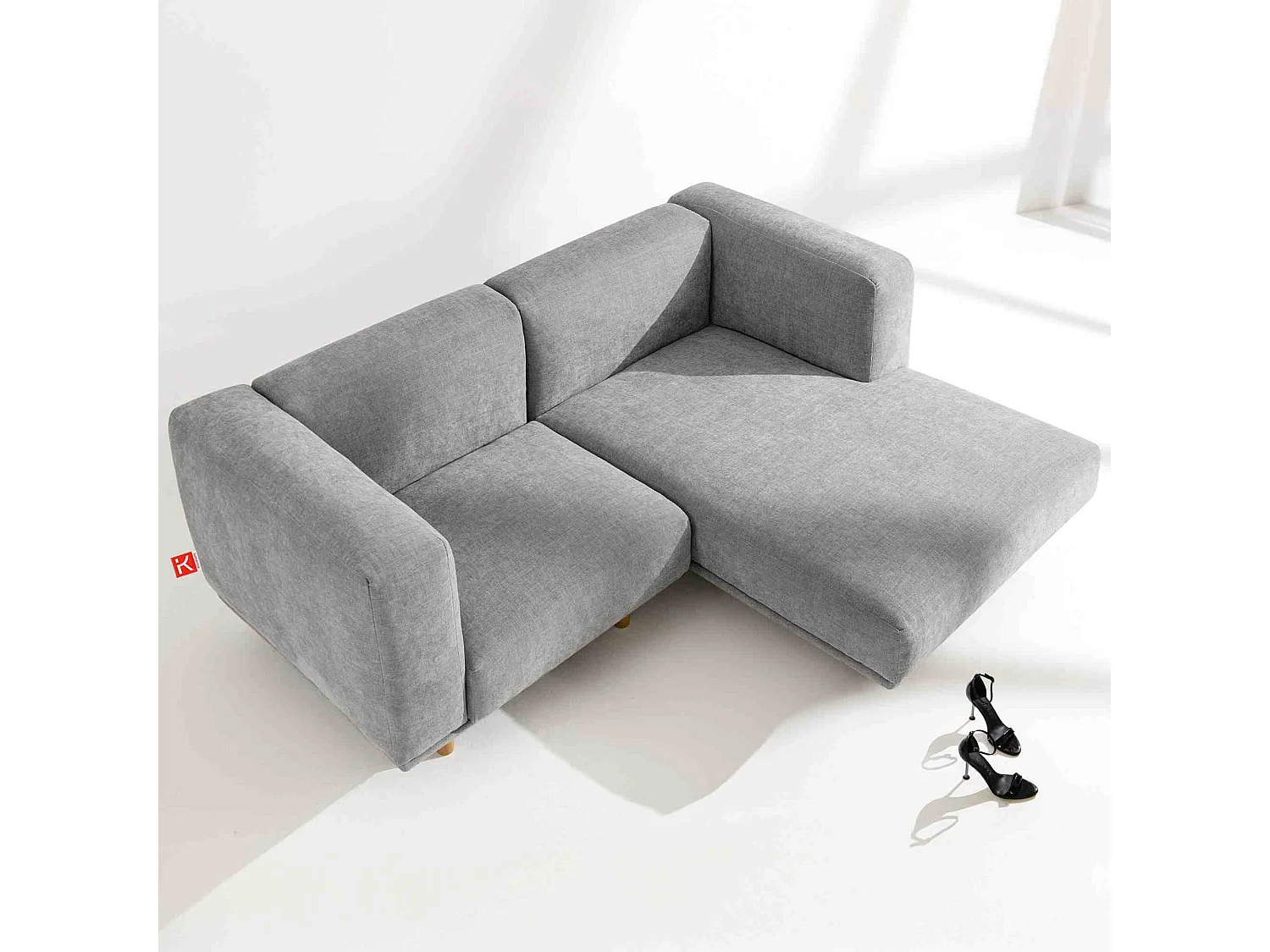 Sofa FOSERO - Ecksofa rechts - 3-Sitzer - Hellgrau