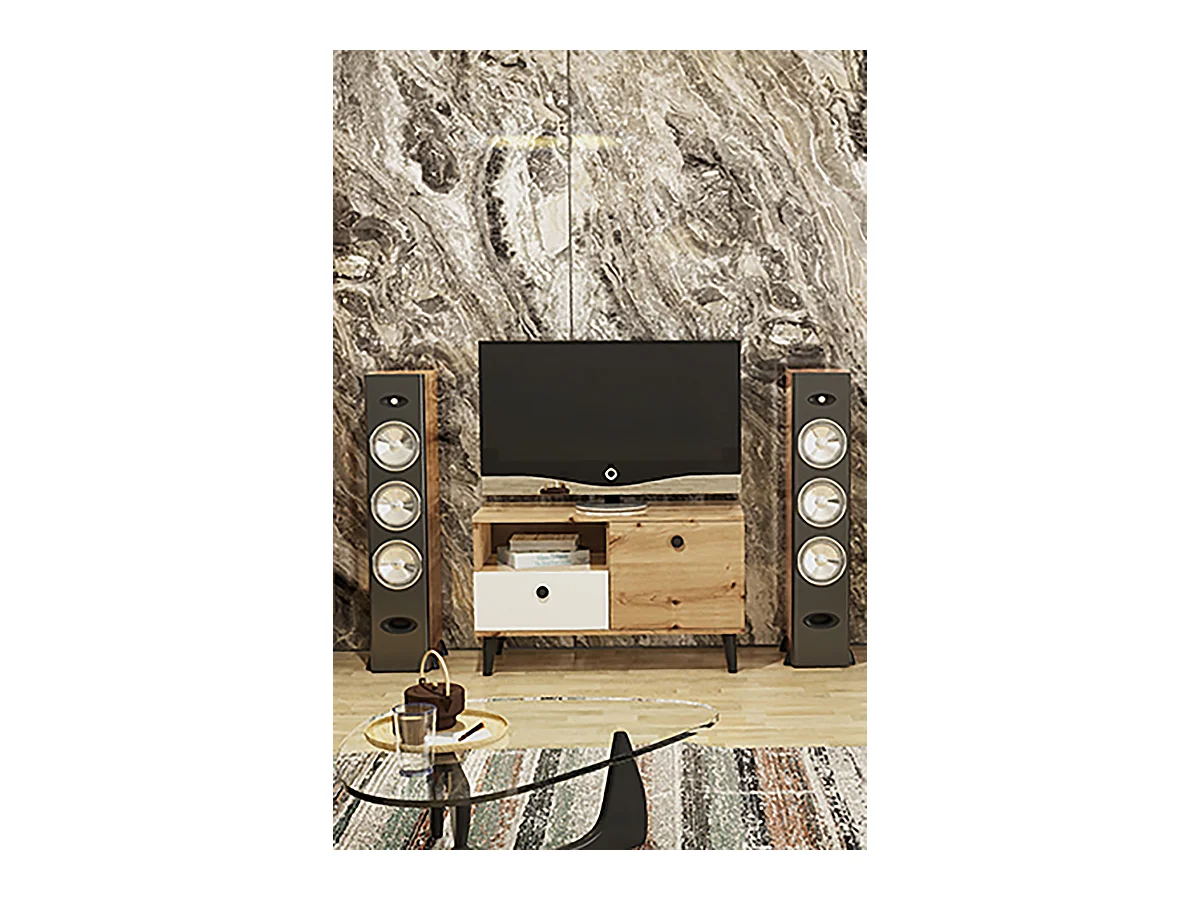 TV-Schrank Vicktoria TV-Lowboard Fernsehschrank mit Schublade und mit Scharniertür Eiche