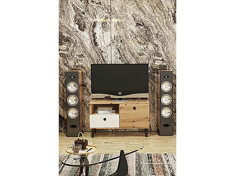 TV-Schrank Vicktoria TV-Lowboard Fernsehschrank mit Schublade und mit Scharniertür Eiche