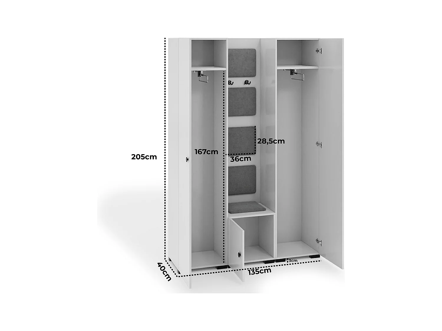 Garderobenset Flurgarderobe Garderobe Vicktoria XII Dielenschrank Flur Flurmöbel (weiß)