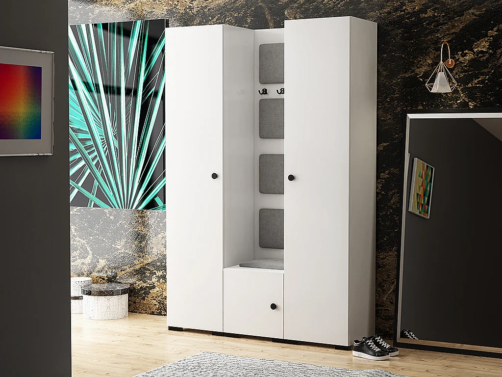 Garderobenset Flurgarderobe Garderobe Vicktoria XII Dielenschrank Flur Flurmöbel (weiß)