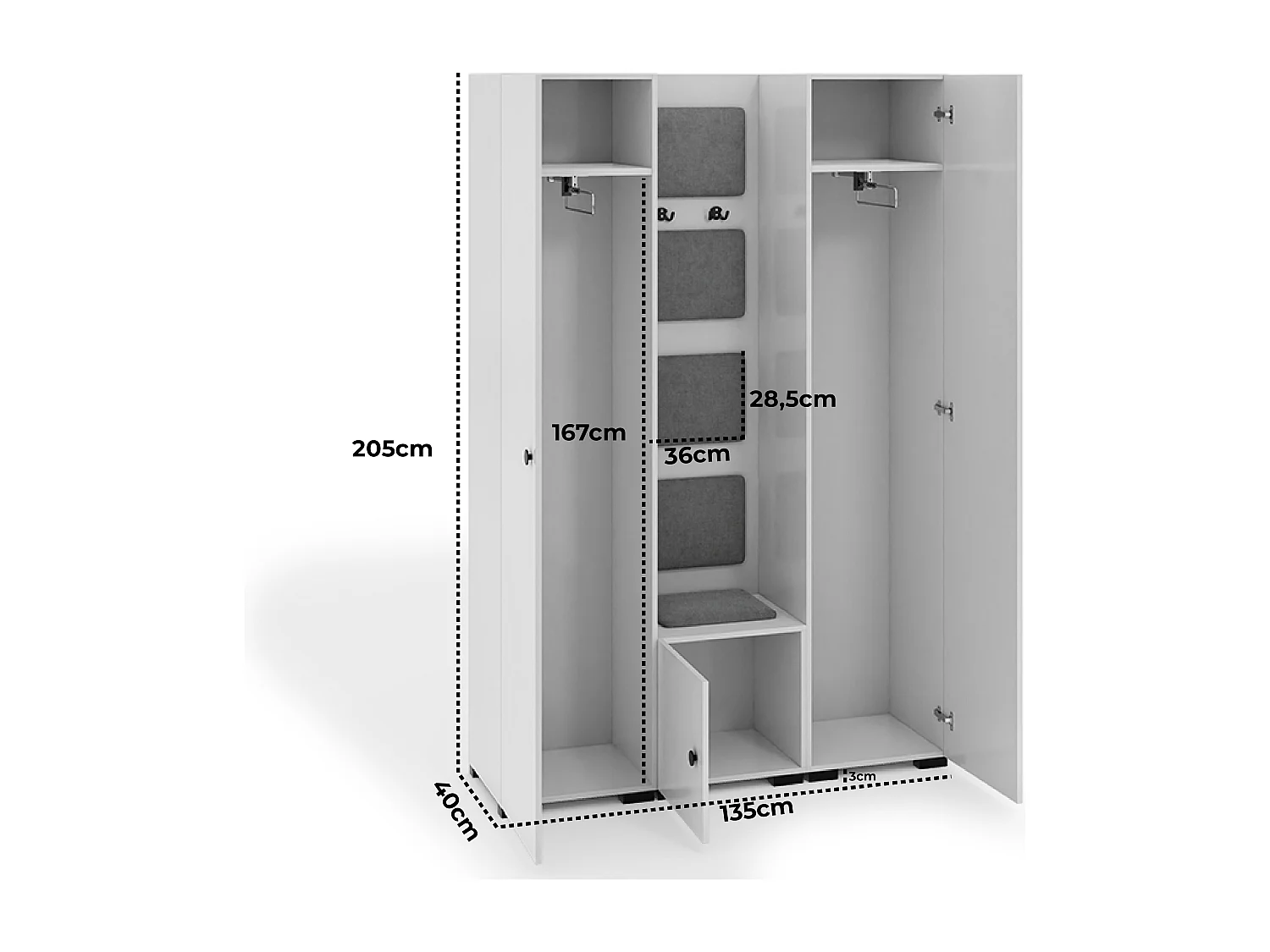 Garderobenset Flurgarderobe Garderobe Vicktoria XII Dielenschrank Flur Flurmöbel (weiß)