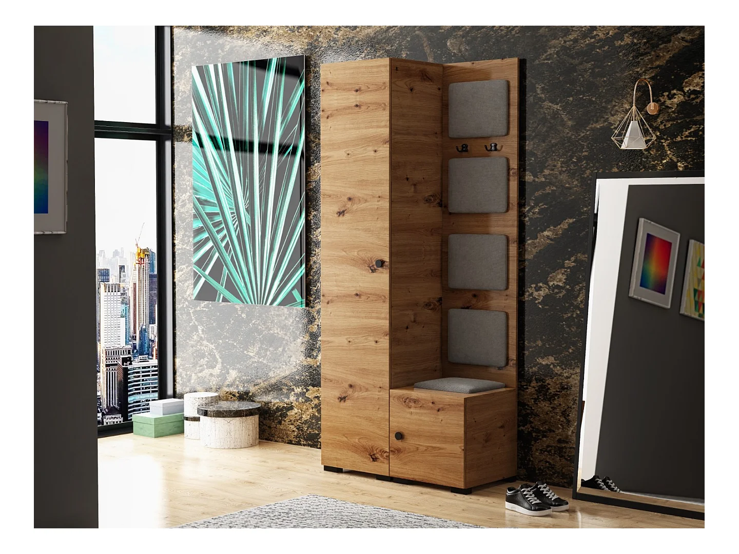 Garderobenset Flurgarderobe Garderobe Vicktoria X Dielenschrank Flur Flurmöbel Eiche Artisan