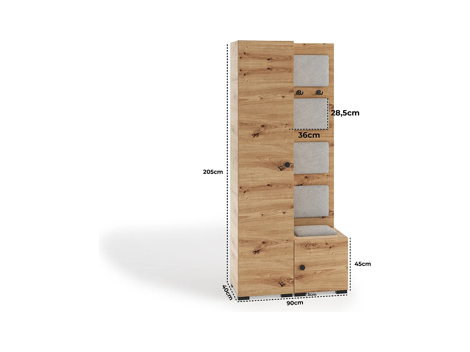 Garderobenset Flurgarderobe Garderobe Vicktoria X Dielenschrank Flur Flurmöbel Eiche Artisan