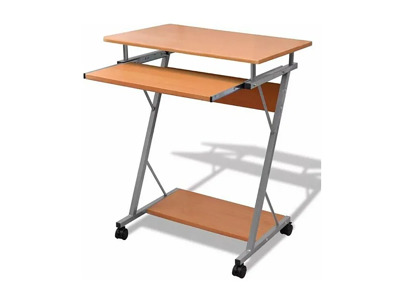 Bureau informatique bois marron métal Sirya