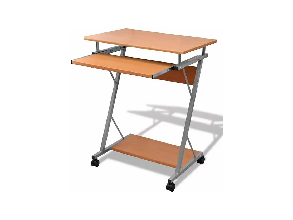 Bureau informatique bois marron métal Sirya