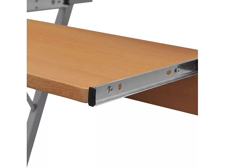 Bureau informatique bois marron métal Sirya