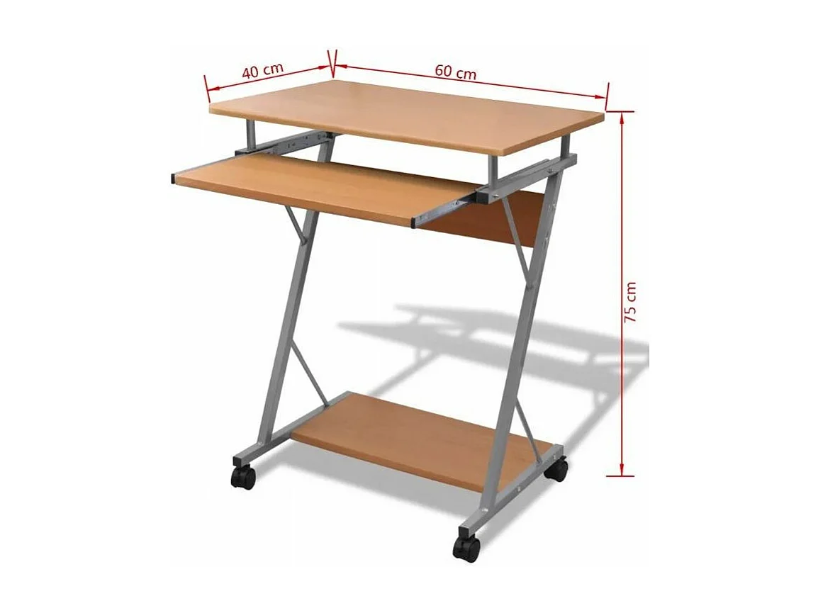 Bureau informatique bois marron métal Sirya