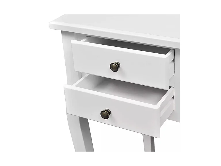 Bureau 5 tiroirs bois et pin massif blanc Blush