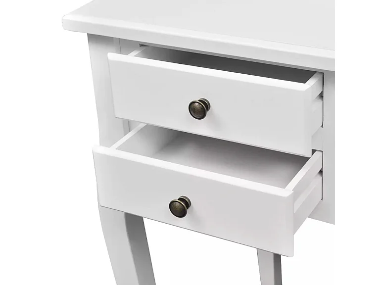 Bureau 5 tiroirs bois et pin massif blanc Blush