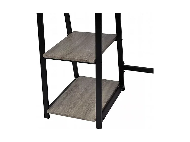 Bureau 2 étagères bois gris et métal noir Stracco