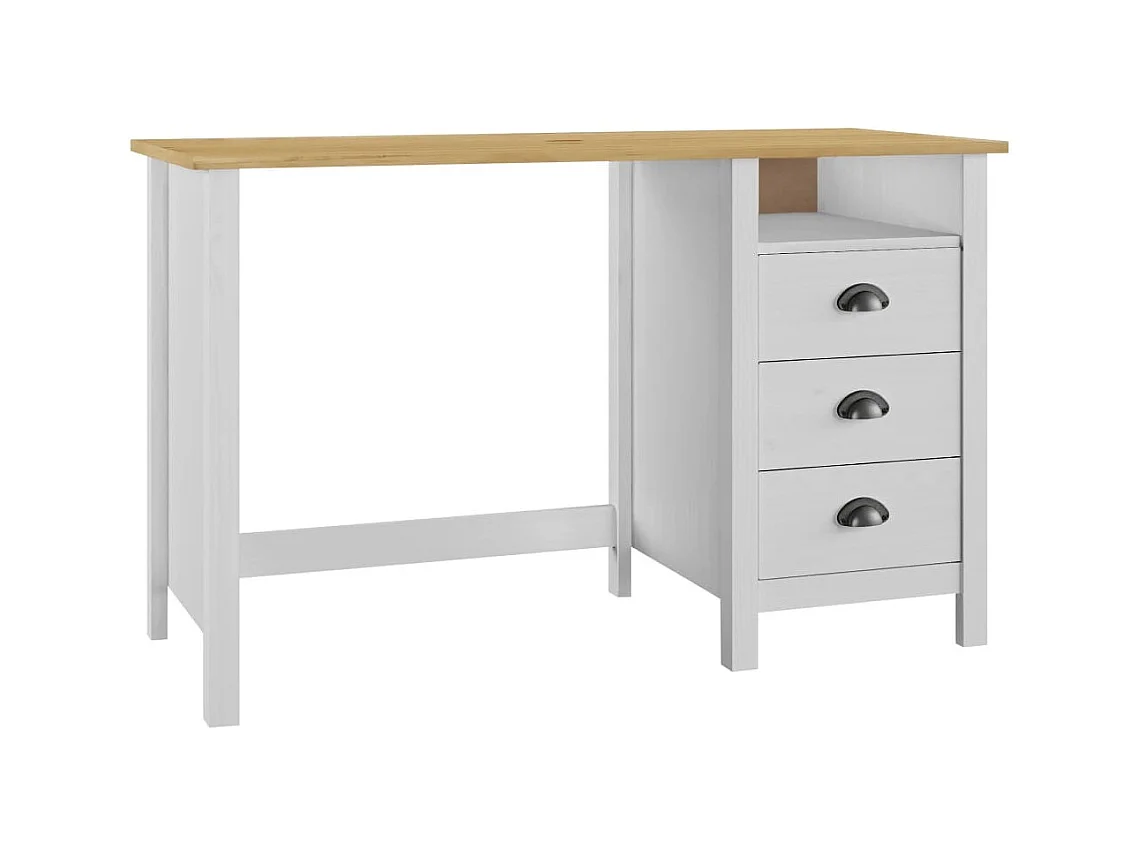 Bureau Hill Range avec 3 tiroirs 120x50x74 Pin solide 2