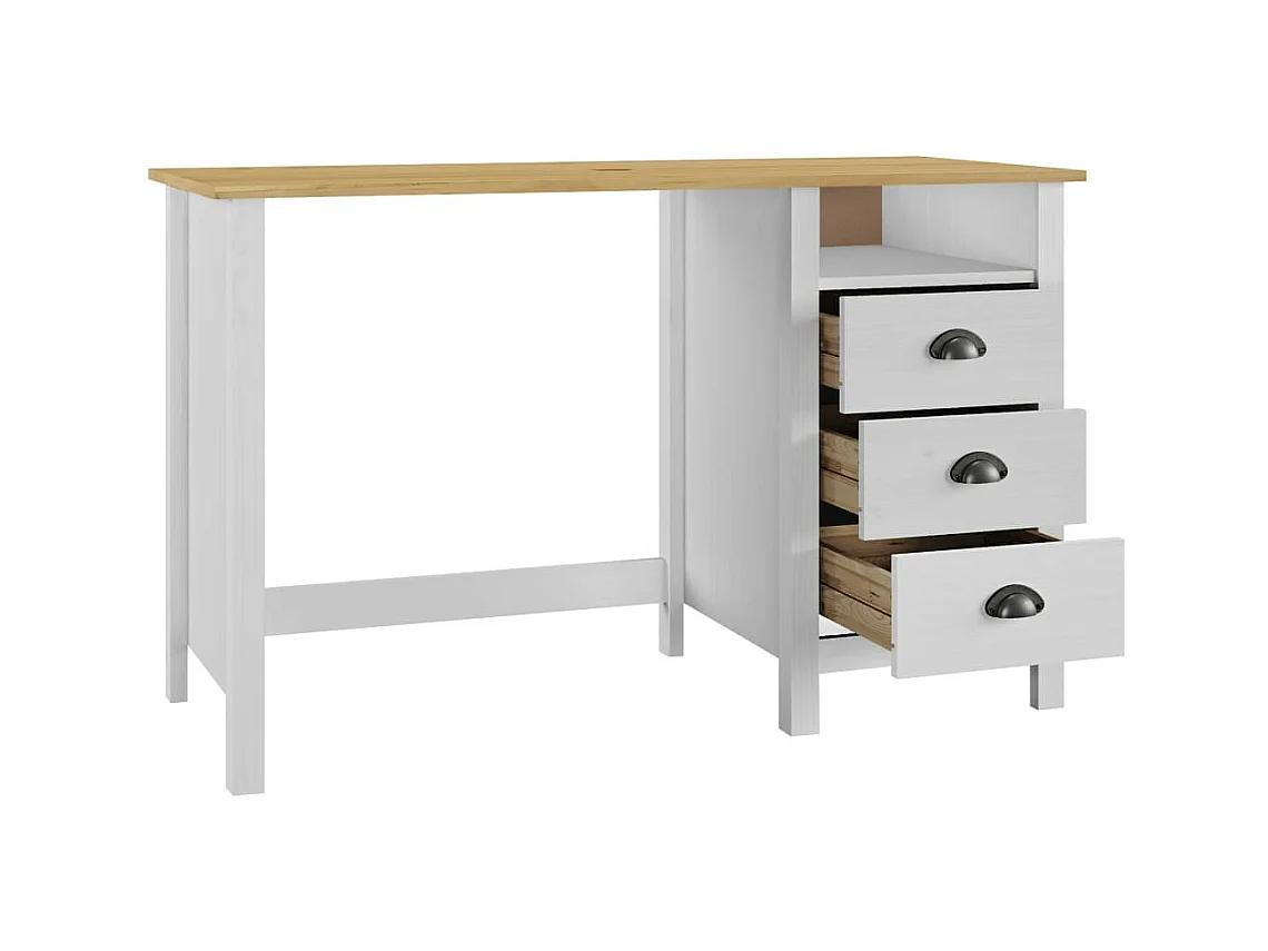 Bureau Hill Range avec 3 tiroirs 120x50x74 Pin solide 2