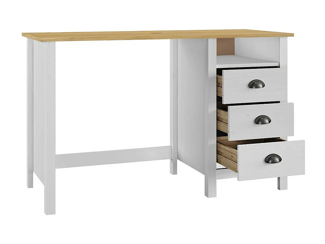 Bureau Hill Range avec 3 tiroirs 120x50x74 Pin solide 2
