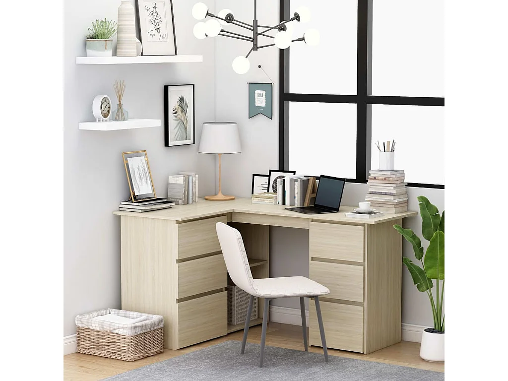 Bureau d'angle Chêne sonoma 145x100x76