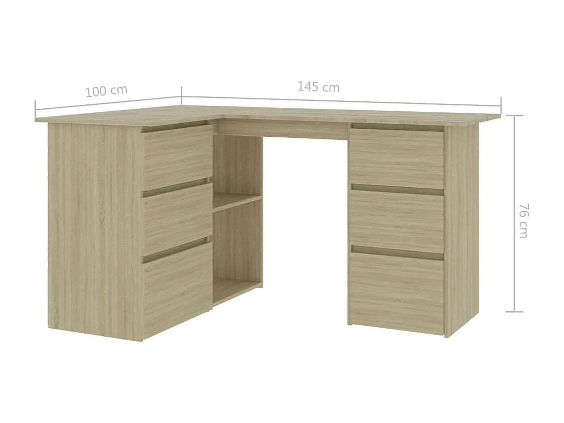 Bureau d'angle Chêne sonoma 145x100x76