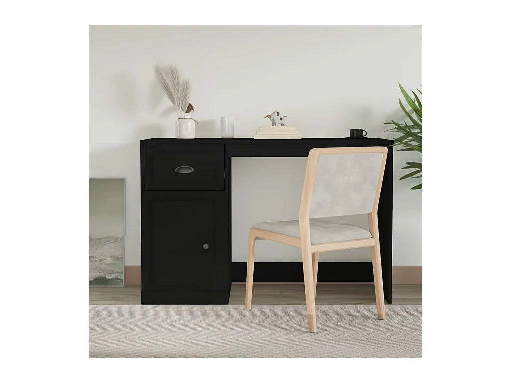 Bureau avec tiroir noir 115x50x75 bois d'ingénierie