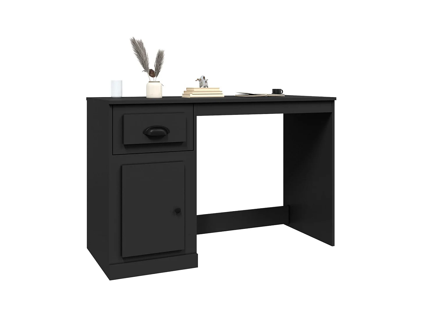 Bureau avec tiroir noir 115x50x75 bois d'ingénierie