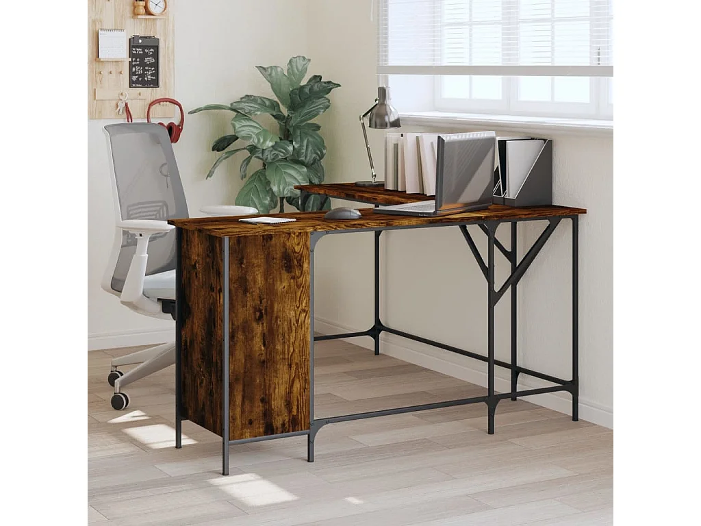 Bureau chêne fumé 141x141x75 bois d'ingénierie