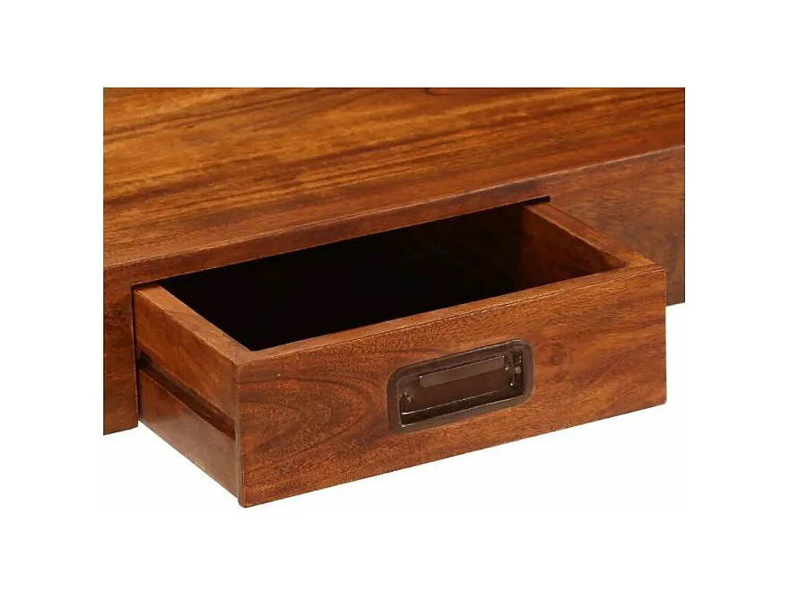 Bureau 1 tiroir acacia massif laqué métal argenté Valdy