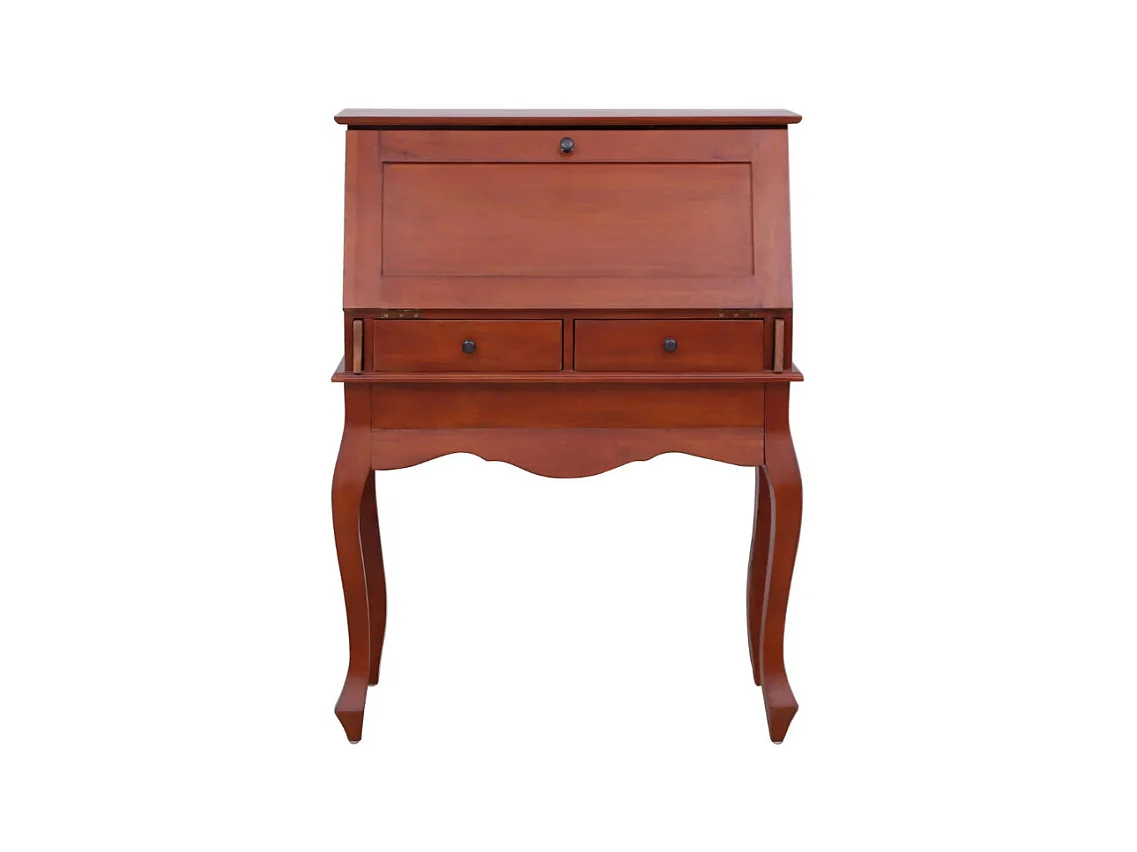 Bureau 9 tiroirs acajou massif foncé Maldone