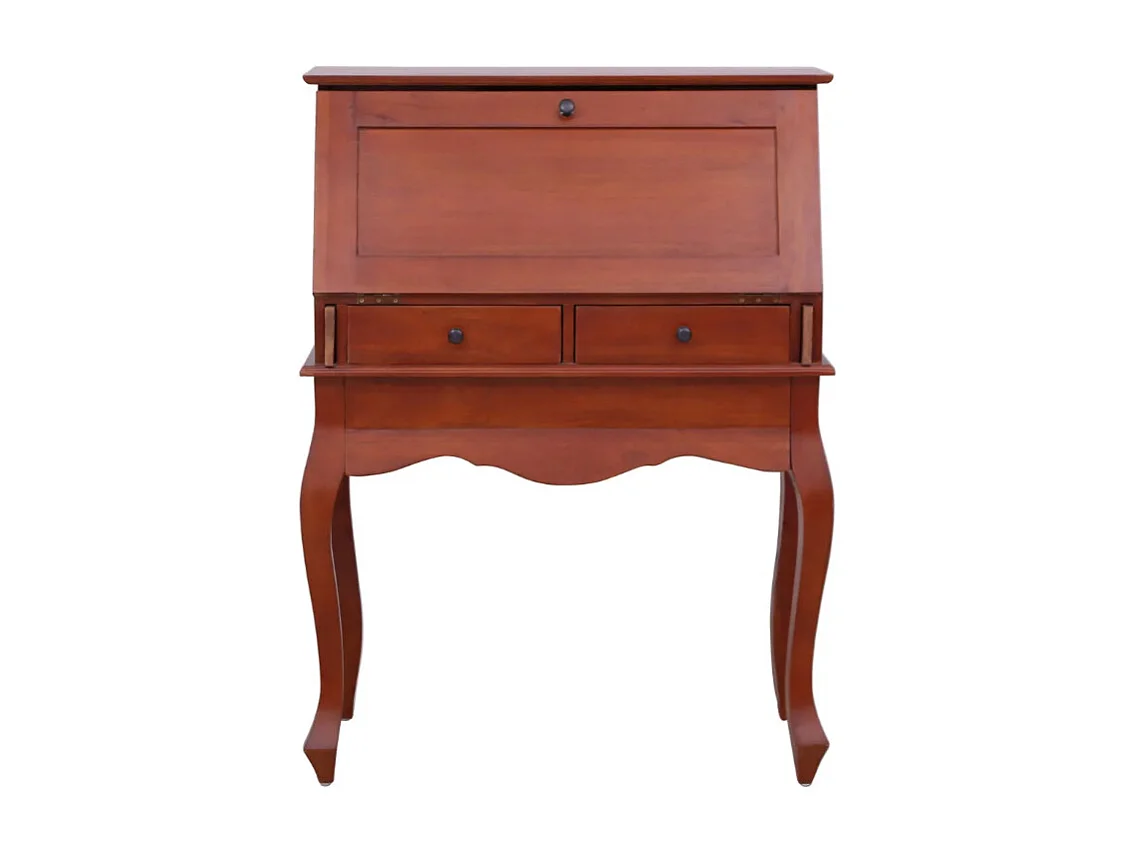 Bureau 9 tiroirs acajou massif foncé Maldone