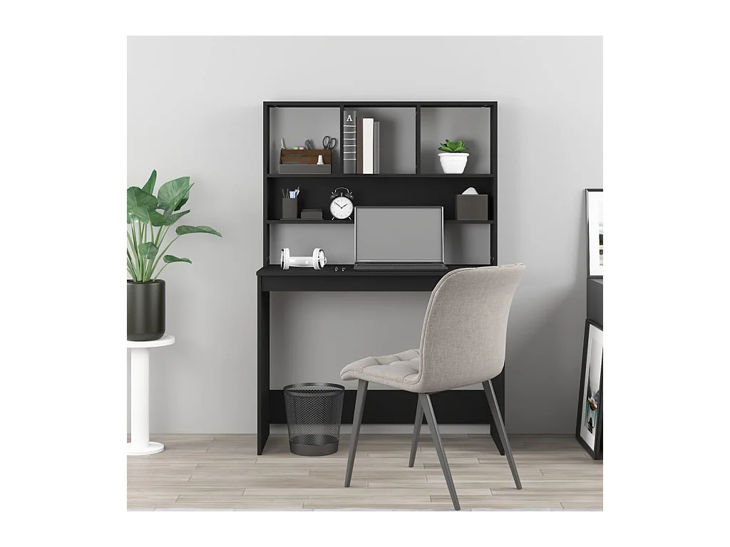 Bureau avec étagères Noir 102x45x148 Bois d'ingénierie