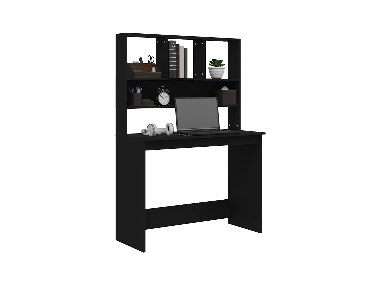 Bureau avec étagères Noir 102x45x148 Bois d'ingénierie