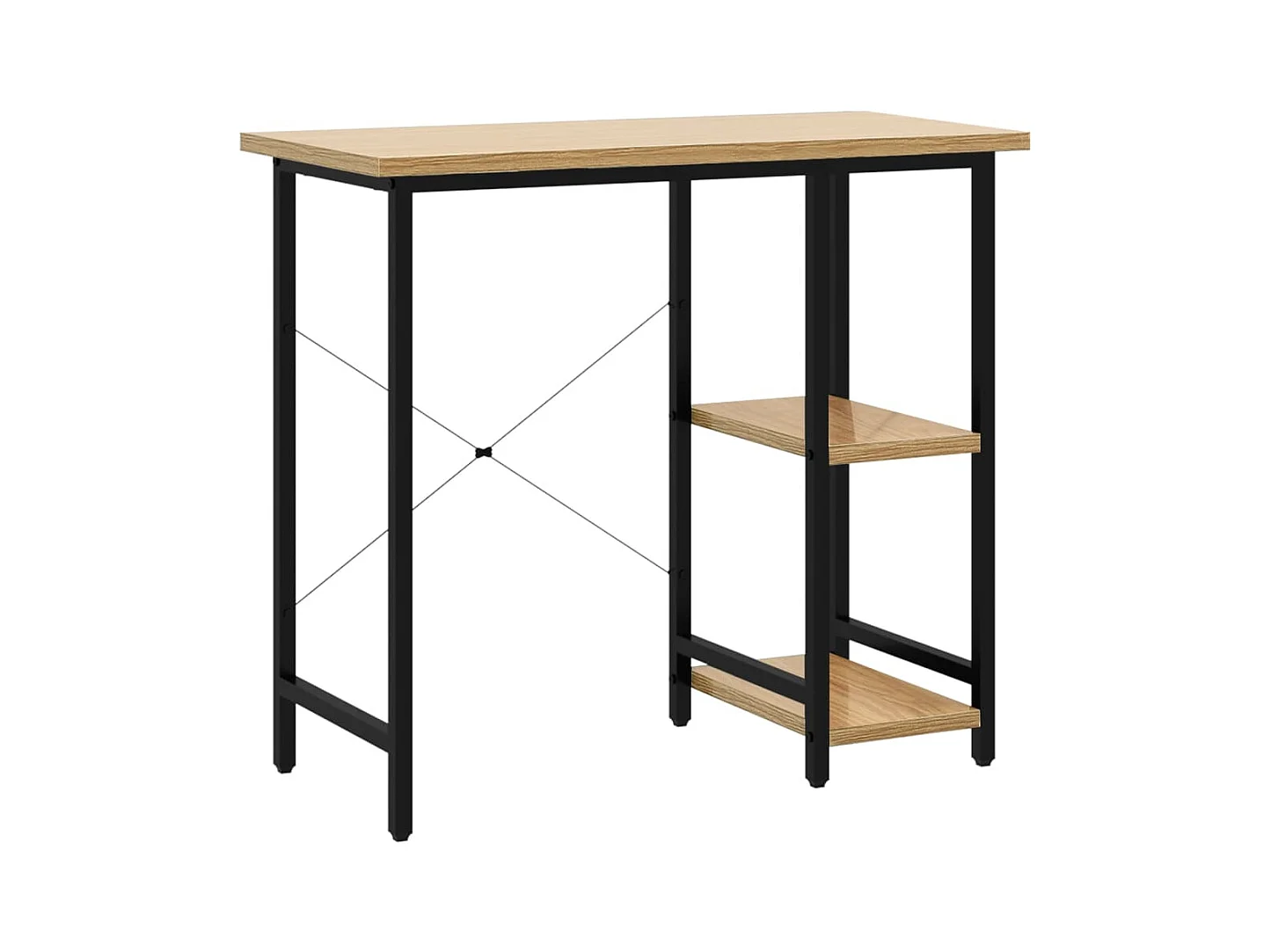 Bureau d'ordinateur Noir et chêne clair 80x40x72 MDF et métal