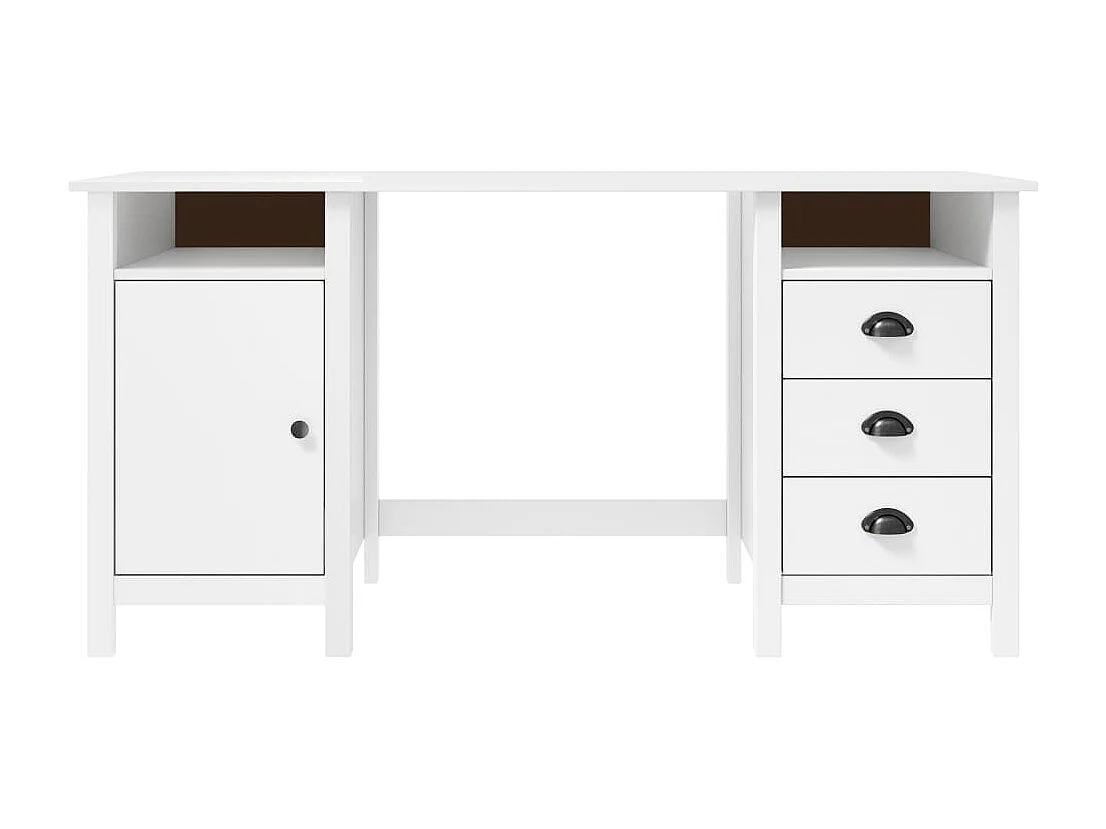 Bureau Hill Range Blanc 150x50x74 Bois de pin solide