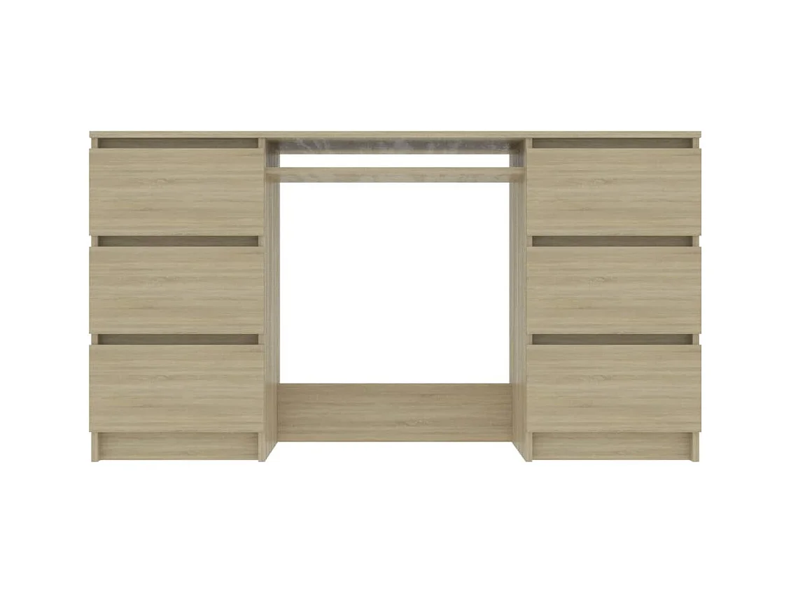 Bureau bois chêne sonoma 6 tiroirs Study 140cm