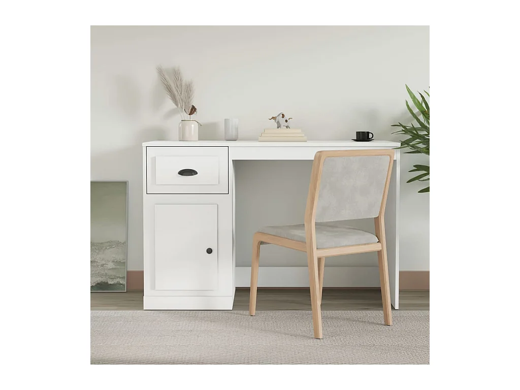 Bureau avec tiroir blanc 115x50x75 bois d'ingénierie